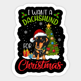 I Want A Dachshund For Christmas Cute Gift Xmas Costume Sticker